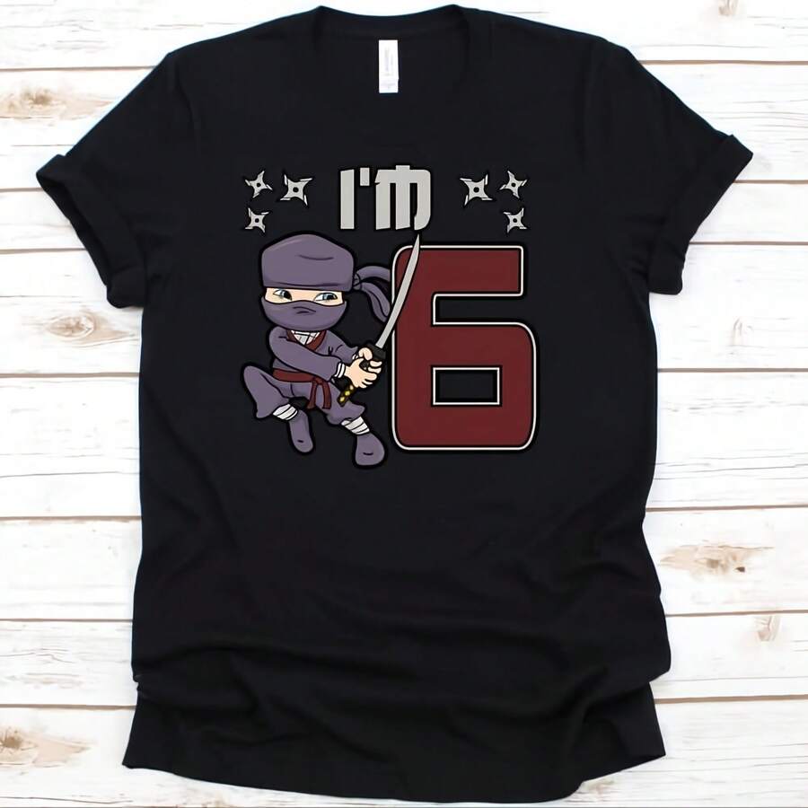I'm 6 Shirt, Birthday  Shirt, 6th Birthday Shirt, 6th Birthday, Birthday Shirt, Birthday Gift, Birthday ,  Birthday Shirt - Black - View 1
