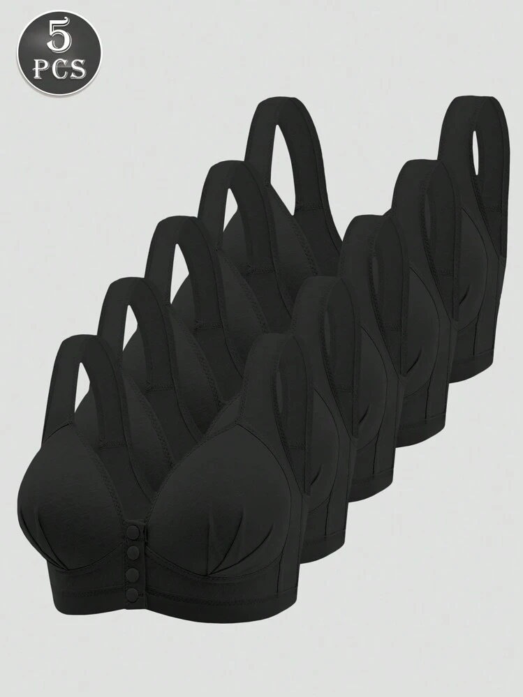 5 件装前扣式软杯无钢圈文胸 - 彩色 - 查看 1