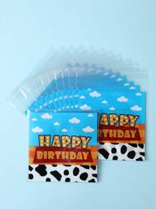 50pcs/100pcs Cartoon Birthday Candy Bags, Self-Sealing Gift Packaging Bags, Cow, Blue Sky & White Cloud Printed Gift Bags, Cake Bags, Transparent Cellophane Candy Bags, Suitable For Lollipops, Cake Pops, Candies, Chocolates And Cookies, Birthday Wedding Party Supplies, Kitchen Accessories, Small Birthday Party Favors - Multicolor - View 4