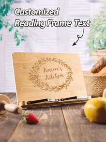 1pc Custom Text Bamboo Reading Bookshelf,Personalized Cookbook Stand - Engraved Bamboo Recipe Stand - Wooden Recipe Book Holder, School Supplies, Gifts For Kid Back To School