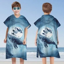 1 Peça Roupão de Banho Infantil, Roupão de Praia Infantil para Bebês e Crianças Pequenas, Toalha de Banho com Capuz de Microfibra Usável, Tartarugas, Flamingos, Unicórnios, Degradês, Rosquinhas, Listras, Tema de Palma, Casamento de Verão, Decoração de Casa de Banho, Volta às Aulas