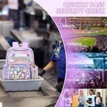 Mochila transparente MOONBABY para niñas en edad escolar, mochila transparente de TPU resistente aprobada para eventos en estadios, mochila transparente - Morado - Ver 5
