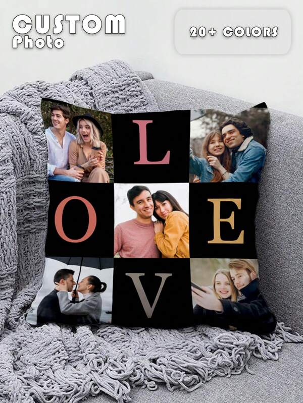 1pc Customized Personalized Photo Name Printed Pillow Case, Custom Face Pillow,Single Sided Print Pillow Cover For Mother's/Father's/Thanksgiving/Teachers' Day, Create Your Own Picture Pillow Case, Great Gift For Family, Friends And Yourself