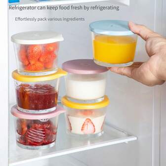 1PC- Freeze-Frame Easy Open Lid Sealed Jar Fresh-Keeping Glass Storage Jar Mini Portable Fruit Snack Cheese Seasoning Sealed Box