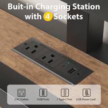 Bed Frame With LED Light, Industrial Platform Bed With Charging Station, 2-Tier Storage Headboard, No Box Spring Needed, Noise-Free, Strong Support Legs - 查看 4