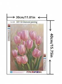 1pc DIY Diamond Painting, Floral Tulip Design, Full Drill, Home Decor, 11.8*15.7in - Multicolor - View 2