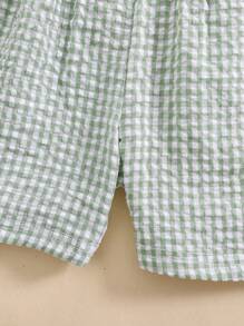 Toddler Baby Boy Girl Shorts Gingham Plaid Shorts Summer Casual Elastic Waist Shorts Pants Bottoms - 綠色 - 查看 5