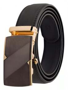 Men's Belt Luxury Leather Ratchet Buckle Wide Large 1.20 CMCasualPU LeatherBuckle - Black - View 5
