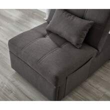 Clipeyh Modern Fabric Solid Print Convertible Chair With Adjustable Backrest, Gray