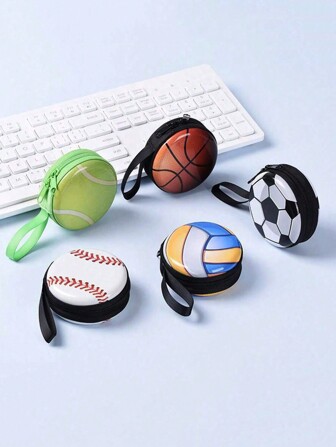 1/5pcs Student Mini Coin Purse Portable Earphone Keychain Storage Pouch Small Zipper Wallet