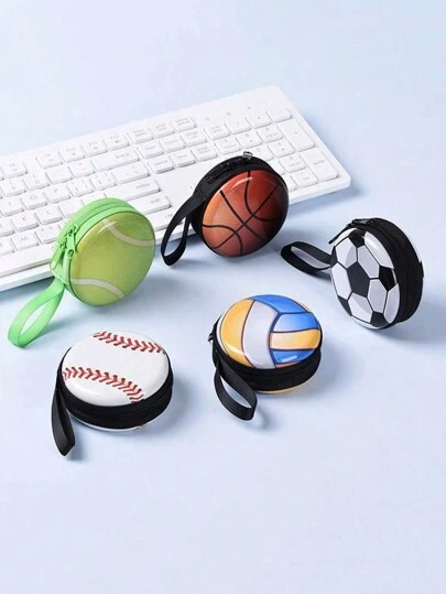 1/5pcs Student Mini Coin Purse Portable Earphone Keychain Storage Pouch Small Zipper Wallet