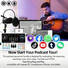 Podcast Equipment Bundle Audio Mixer All-In-One Podcast Production Studio With 3.5mm Microphone For Live Streaming, Podcast Recording, PC, Smartphone, DJ MaonoCaster Lite (AU-AM200-S1),Podcast Equipment Bundle, Audio Interface With Studio Condenser Microphone For Smartphone & PC, Plug-And-Play Live Sound Card, Perfect For Streaming, Singing, And Gaming For Computer Recording, Game Voice Communication, High-Quality Sampling, Home Use - White - View 7