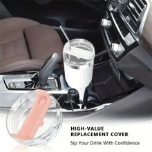 40 盎司玻璃杯盖 - 水瓶塑料替换盖 - 保持饮料新鲜且防漏 - 透明主體 - 查看 10