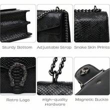 Crossbody Bags For Women - Snake Printed Clutch Purses Leather Chain Shoulder Bags Evening Handbags - Snake White - View 5