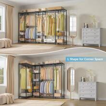 VIPEK V50 Extra Large Portable Closet Rack Bedroom Armoire Freestanding Wardrobe Closet, Heavy Duty Clothes Rack Multi-Functional Metal Clothing Rack For Hanging Clothes, Max Load 1300lbs, Gold - 黑色 - 查看 2