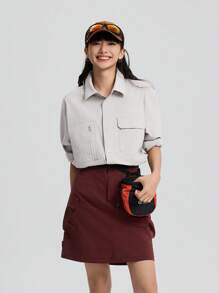 TECTOP 女士户外长袖衬衫防晒 UPF50+ 透气防水两个胸口袋露营徒步男女通用