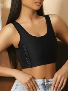 Breast Support & Shockproof Sport Bra For Large Bust, Side Buckle Vest Style Lingerie, Seamless & Invisible, Summer Thin Cup - Black - View 3