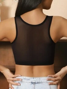 Breast Support & Shockproof Sport Bra For Large Bust, Side Buckle Vest Style Lingerie, Seamless & Invisible, Summer Thin Cup - Black - View 2