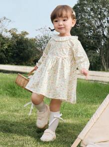 Balabala Baby Girls' Sweet Tulle Dress, Adorable And Elegant Spring Wear - White and Yellow - View 2