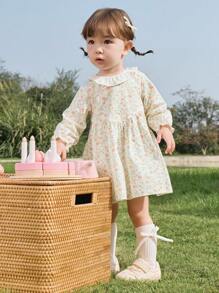 Balabala Baby Girls' Sweet Tulle Dress, Adorable And Elegant Spring Wear - White and Yellow - View 1