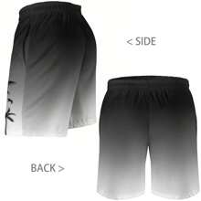 Lzzidou Men's Swim Trunks Hawaiian Bathing Mesh Lining Suit Swimsuits Beach Shorts With Pockets - 黑與白 - 查看 5