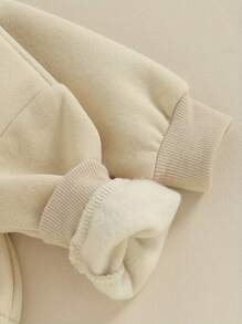 Sudadera para bebé recién nacido, niño y niña, mono de manga larga con burbujas y bordado de Hello World, mono de forro polar de gran tamaño, suéter, tops, ropa bonita para otoño e invierno - Albaricoque - Ver 6