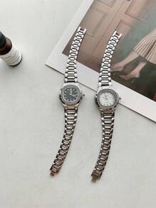 1 pieza Reloj de mujer vintage estilo cuadrado plateado, reloj de cuarzo elegante y de moda, apropiado para uso diario, fiestas, citas, vacaciones, como regalo y otras ocasiones, incluye herramienta de ajuste para la decoración de la muñeca.