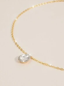 1pc Stylish Artificial Crystal Chain Necklace, Bridal Wedding Party Body Jewelry Suitable For Women, Special Occasion, Festival, Party, Daily Wear Accessory - Gold - View 7