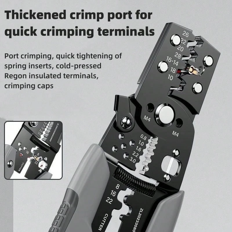 MultiFunctional Manual Crimping Tool, Wire Stripper, Cutting Pliers For Insulated Terminals