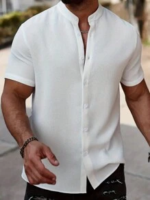 Men's Retro Old Money Style Plain Color Polo Shirt Casual, Simple, Fashionable, And Versatile