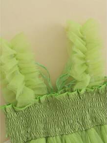 Toddler Kids Girls Dress Butterfly Embroidery Tiered Tulle Sleeveless Cami Dress Summer Casual Clothes Princess Dress - màu xanh lá - Xem 6