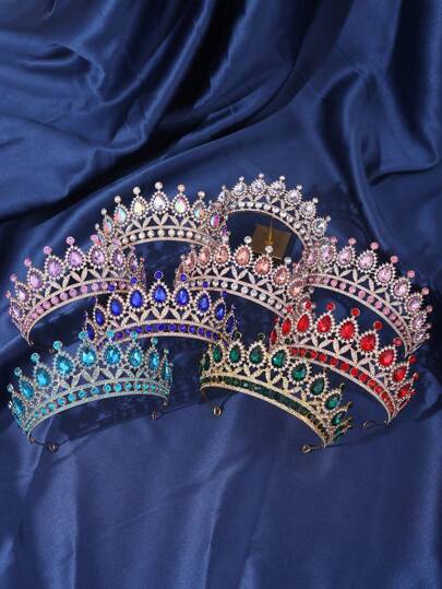 1件优雅迷人的女士皇冠发饰，闪亮奢华的婚礼头饰，适合节日、舞会、表演、生日派对、情人节装饰等场合。