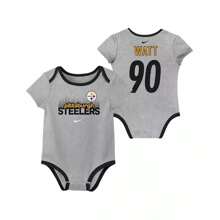 Nike Big Boys And Girls T.J. Watt Pittsburgh Steelers Name Number 3-Pack Bodysuit Set - Black - View 2