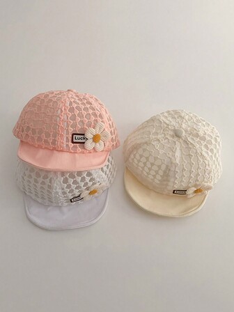 Sombrero de sol para bebé, gorra de béisbol con borde delgada, de malla transpirable para verano, adecuada para actividades al aire libre, para niñas de 3 a 24 meses