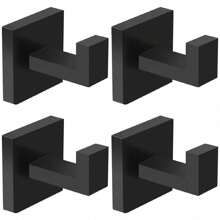 16 Pack Towel Hooks Hand Towel Holder For Bathroom Wall Livingroom Bedroom Kitchen Closet Heavy Duty Stainless Steel Hook Hanger For Robe, Bath Towel, Coat (Square Matte Black)