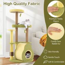 Avocado Cat Tree Multi-Level Cat Tower W/ Private Condo-Green - Green - View 2