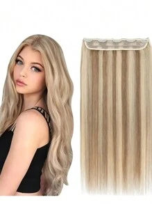 #8/613 Straight Clip In Extensions Brazilian Human Hair Clip In Hair Extension One Piece Hairpieces With 5 Secure Clips - S8/613 - View 2