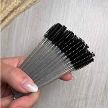 Kit 200 Escovinhas De Cílios Sobrancelha Glitter Extensão Alongamento Descartável Escova Lash Pente - Preto - Visão 2