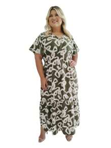 Vestido Longo Plusize Modinha / Evangélico Lastex Cinturado