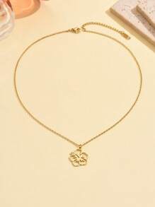 1 pieza Collar de flor hueca de estilo francés minimalista para mujeres, joyería de acero inoxidable para uso diario, San Valentín