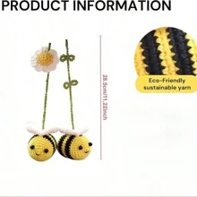 Haak bijen auto achteruitkijkspiegel houder, kamer decoratie, schattige hommel auto hangende ornament, een cadeau voor bijenliefhebbers auto hangend, haak schattige bijen tas ornament, auto interieur decoraties