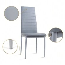 Glass Table And Chairs Set 2, 75cm Square Table With 2 Faux Leather High Back Chairs Modern Dining Room Sets For Home Kitchen Office - Grey - View 10