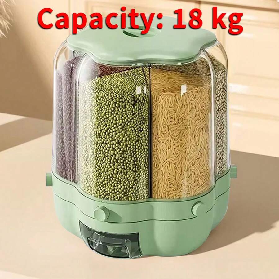 Rice Dispenser Container Cereal Box Dry Food Grain Storage Button Push Kitchen - Green - View 1