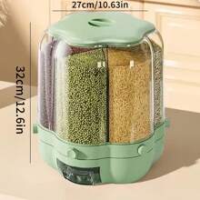 Rice Dispenser Container Cereal Box Dry Food Grain Storage Button Push Kitchen - Green - View 2