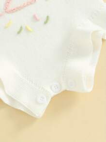 Infant Baby Girls Summer Romper Sleeveless Letter Embroidery Sweater Romper Birthday Clothes Outfits - trắng - Xem 7