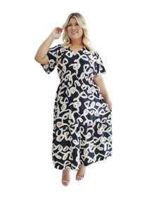 Vestido Longo Plusize Modinha / Evangélico Lastex Cinturado