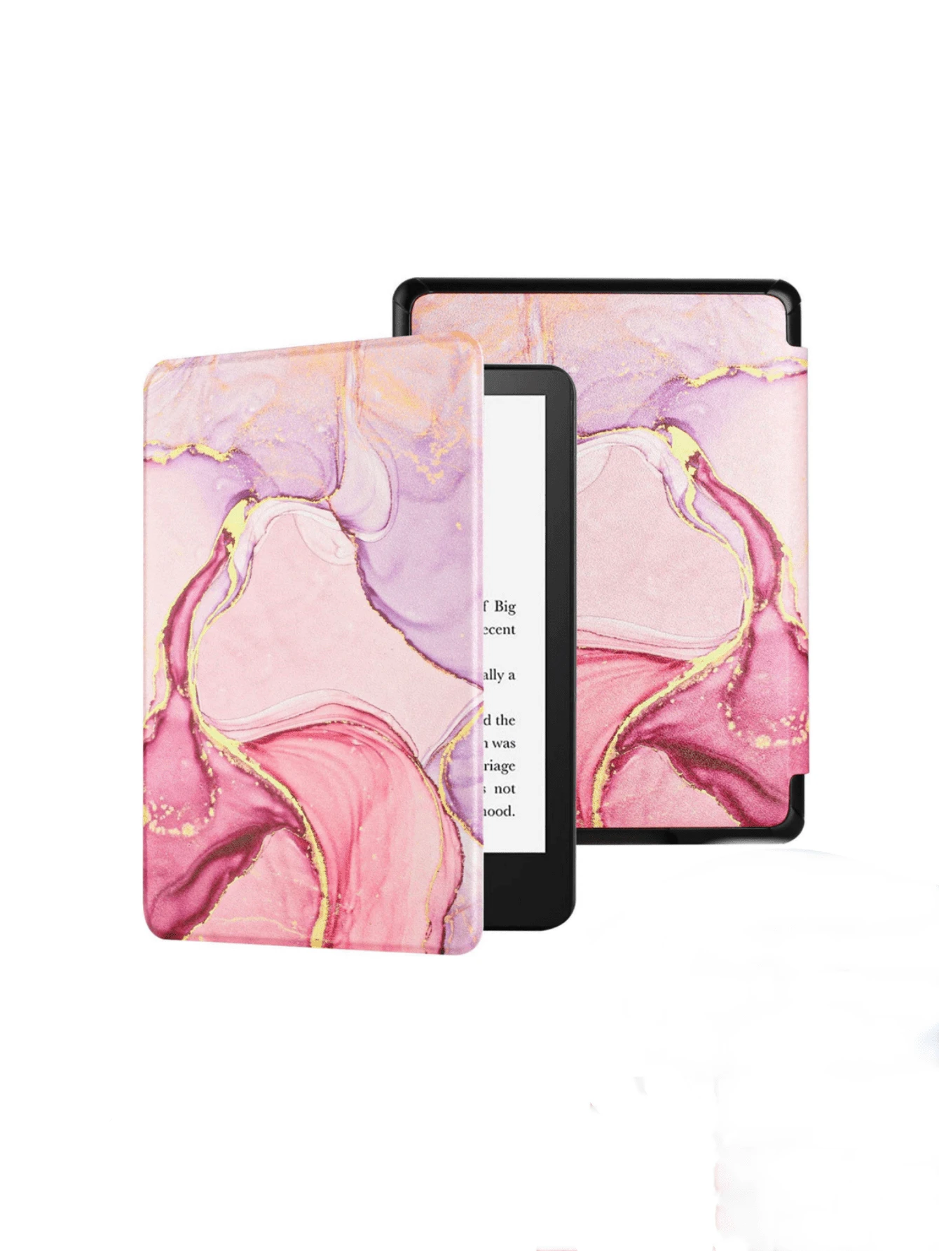 粉色抽象印花，磁性保护套，兼容 Kindle 双面彩色大理石 Paperwhite Colorsoft 全新 Kindle Oasis - 粉色 - 查看 1