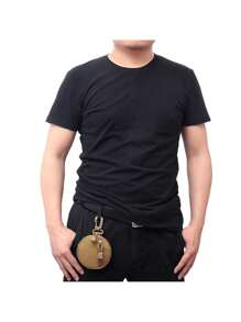 1pc Simple Style Oxford Coin Purse, Portable Round Keychain Pouch With Carabiner Clip For Men And Women, Mini Purse - Perfect Gift For Travelers & Hikers Spring School Supplies