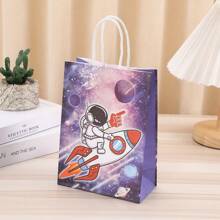 5 أكياس ورقية من الكرافت، أكياس تعبئة بموضوع رائد الفضاء الفضاء، أكياس هدايا لحفلات الأعياد، أكياس تسوق