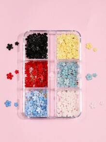 Accesorios de arte de uñas en forma de media luna con perlas blancas en caja, accesorios semicirculares diarios para uñas, material de resina tridimensional DIY